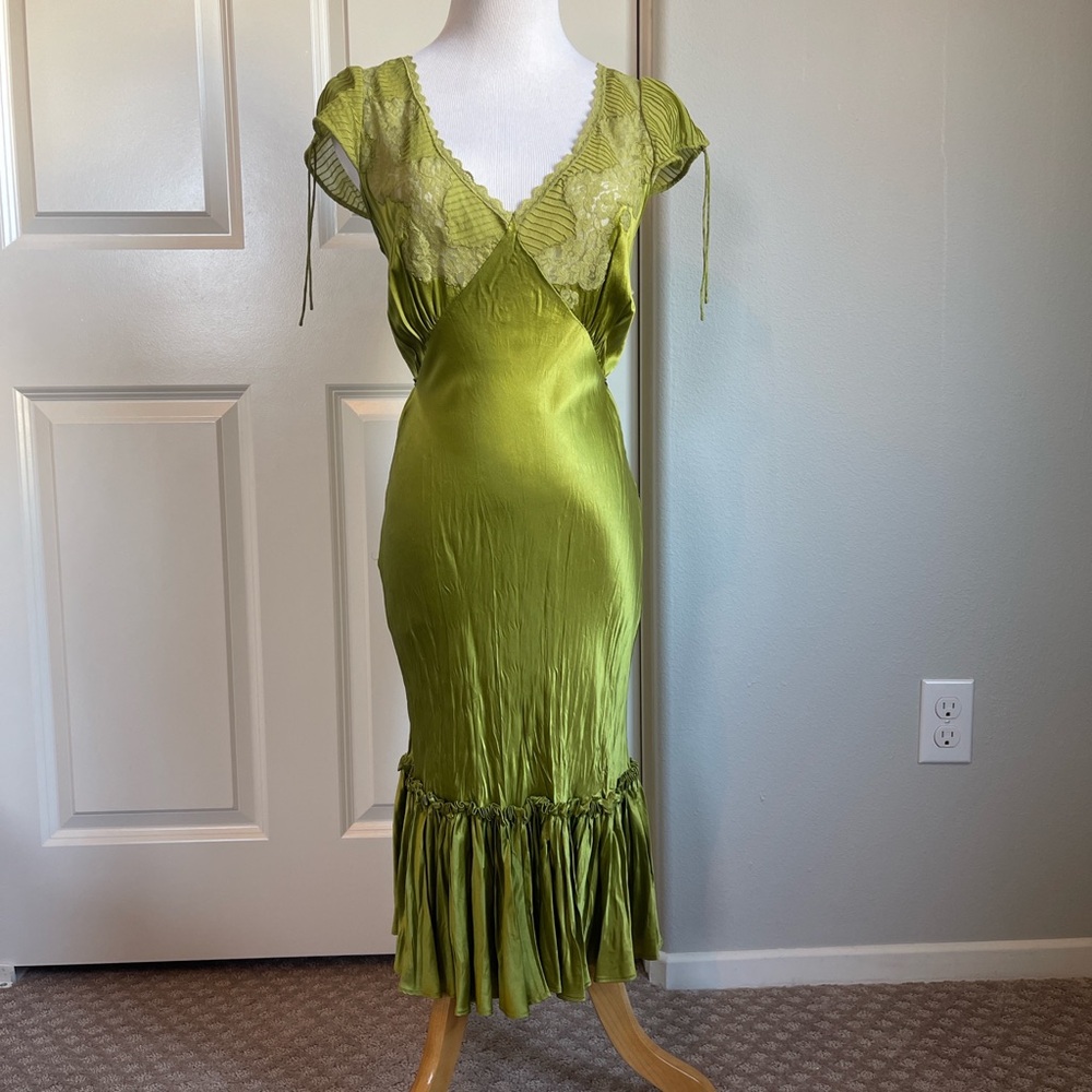 Betsey Johnson Lime Green Lace Trim Dress